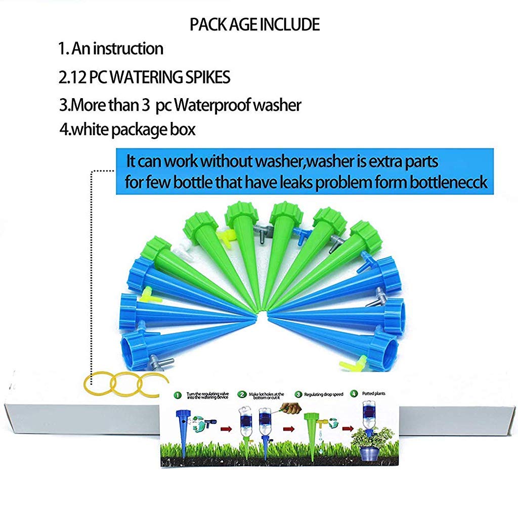 HASTHIP® Plastic 12 Pcs Drip Irrigation Kit For Home Garden Self-Watering Spikes For Plants Automatic Plant Water Dropper With Slow Release Control Valve Switch X3 HASTHIP® Plastic 12 Pcs Drip Irrigation Kit For Home Garden Self-Watering Spikes For Plants Automatic Plant Water Dropper With Slow Release Control Valve Switch X3